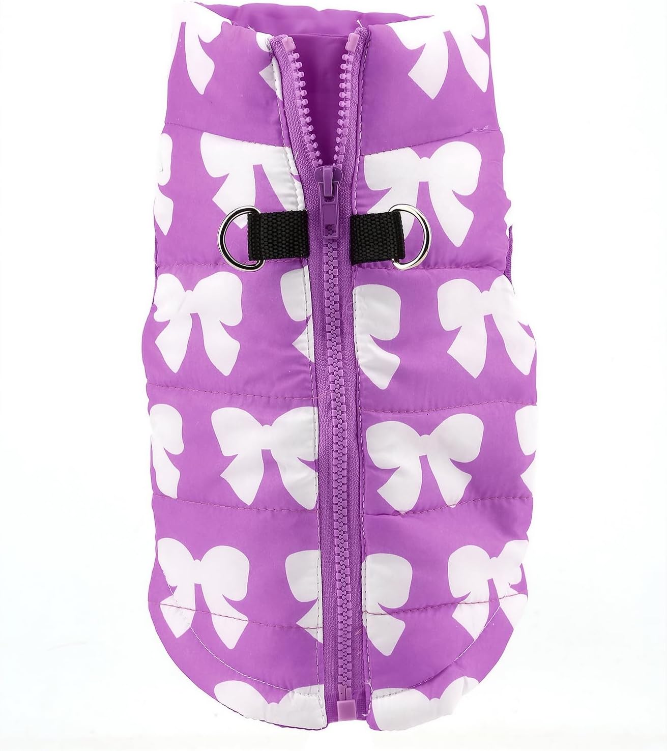 SMALLLEE_LUCKY_STORE Small Dog Cat Winter Coat Harness Jacket with D-ring Boy Girl Pet Puppy Comfort Padded Bomber Vest No Pull Chihuahua Clothes Pink Bows XS