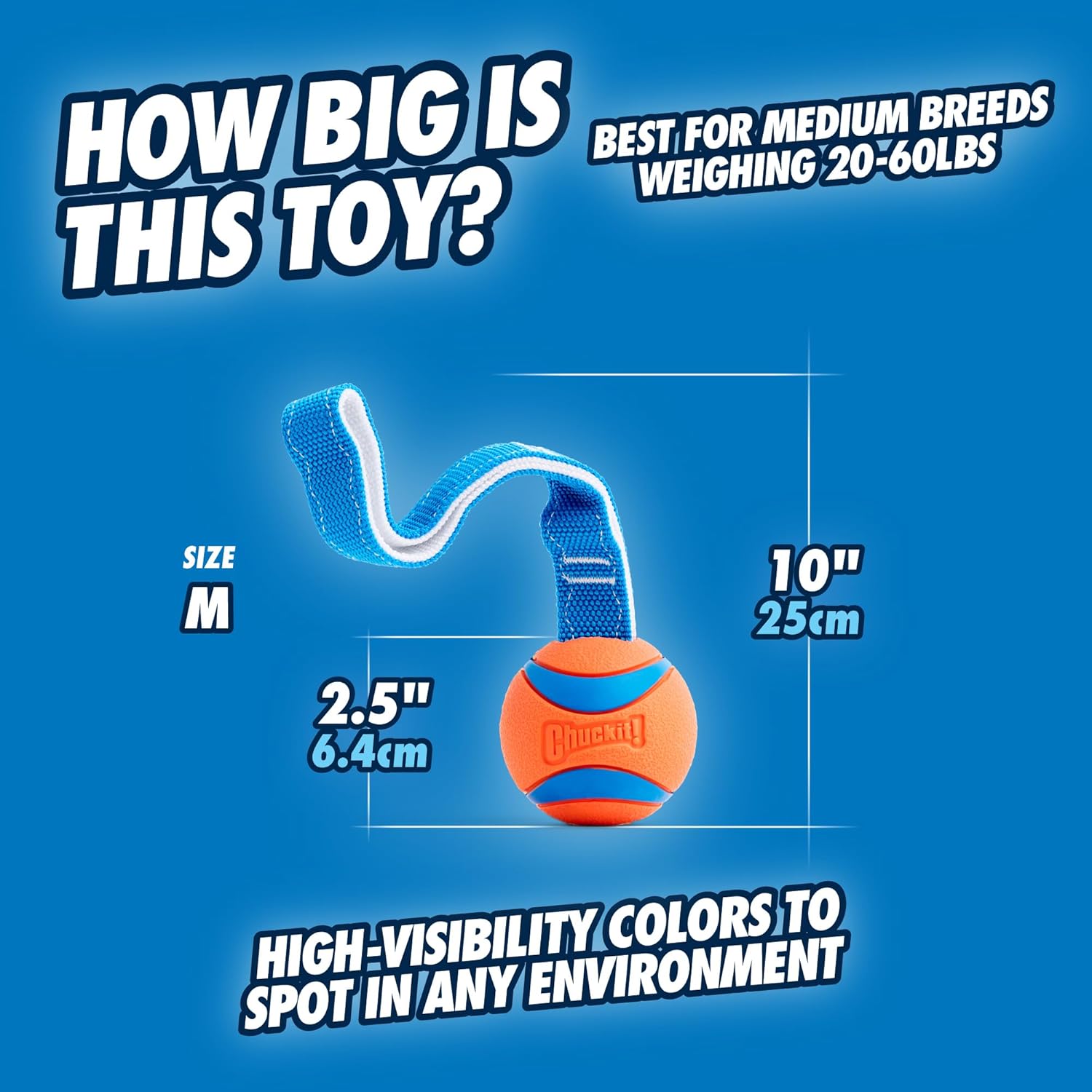 Chuckit! Ultra Tug Dog Toy With Rubber Ball Tug Of War Interactive Fetch Toy for Dogs, Medium