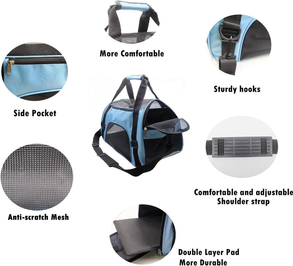 ZvoanSem Pet Carrier Bag,Small Cat Carrier Kitten Puppy little Dog Carrier for Travel Airline Approved Small Animal (Small, Blue)