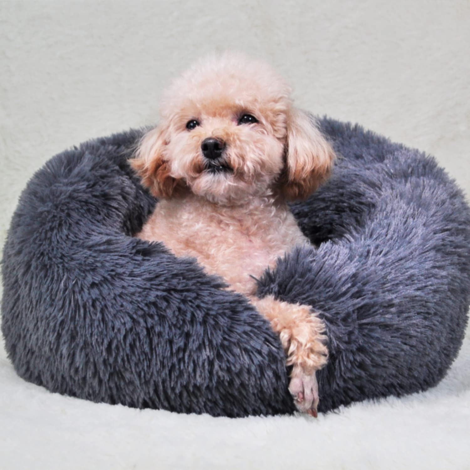 UUEMB 50cm Calming Dog Cat Bed, Plush Donut Pets | ObaPet