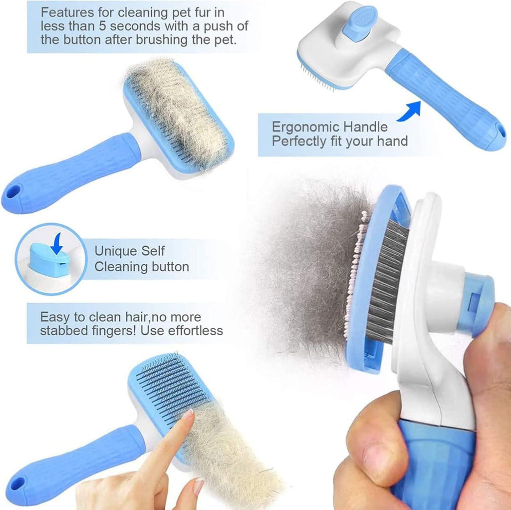 Dog Brush Cat Brush Grooming Comb,Self Cleaning | ObaPet