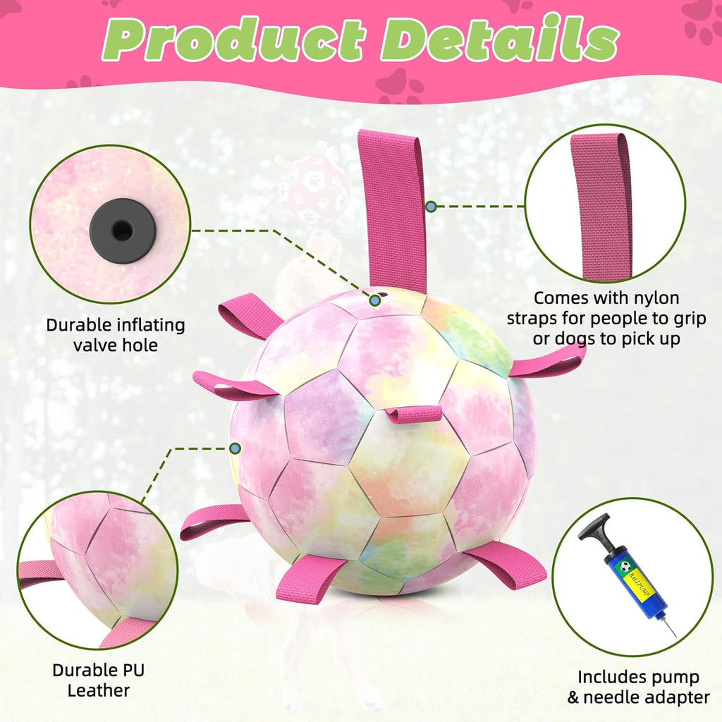 HETOO Interactive Dog Football Toys with Grab Tabs, Durable Dog Water Balls for Small Medium Breed, Indoor & Outdoor