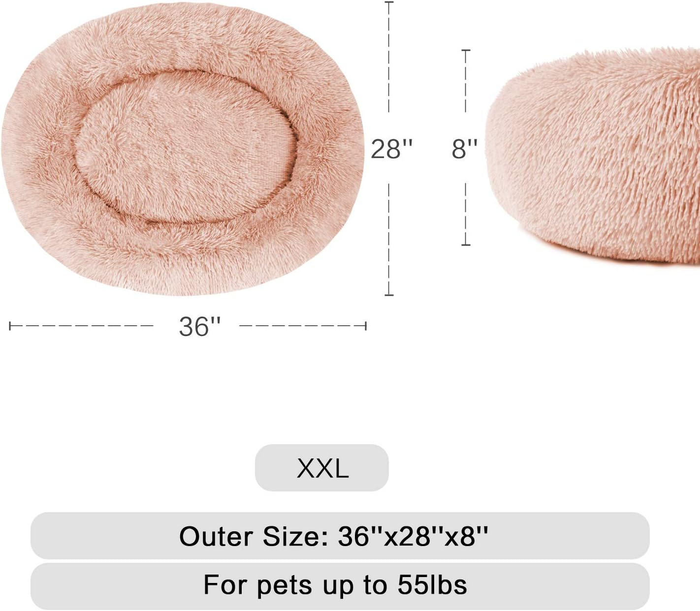 MFOX Calming Dog Bed Cat Bed Donut, Faux Fur | ObaPet