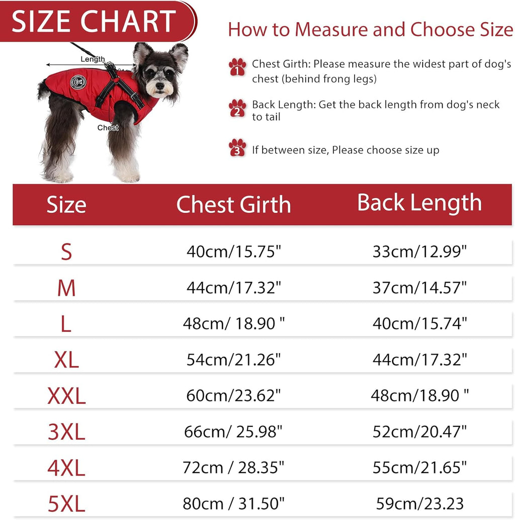 Poseca Dog Clothes for Small Dogs Dog Coat Waterproof Winter Jacket Warm Vest Dog Clothes Dog Coat Warm Winter Dog Jacket with Dog Harness for Small Medium Large Dogs