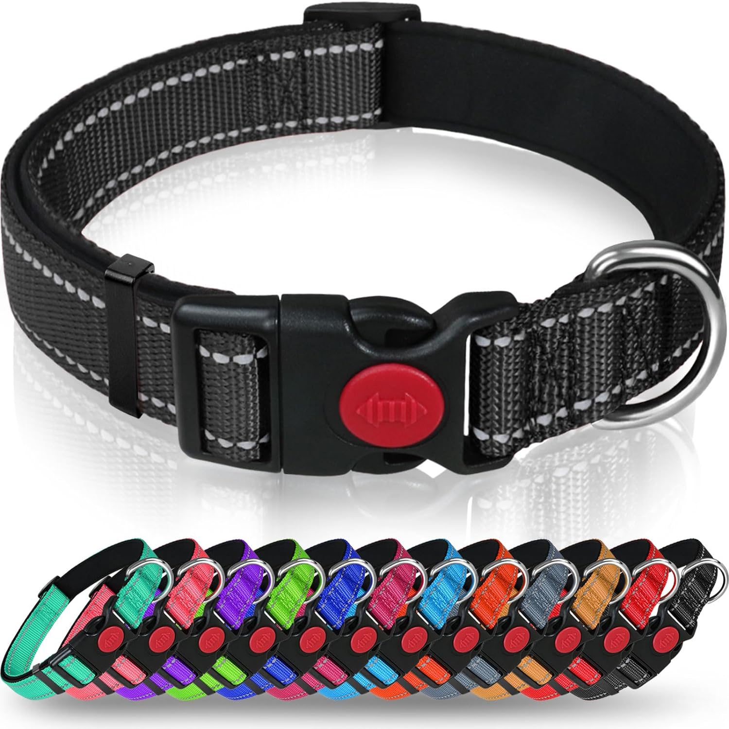 Taglory Reflective Nylon Dog Collar with Safety | ObaPet