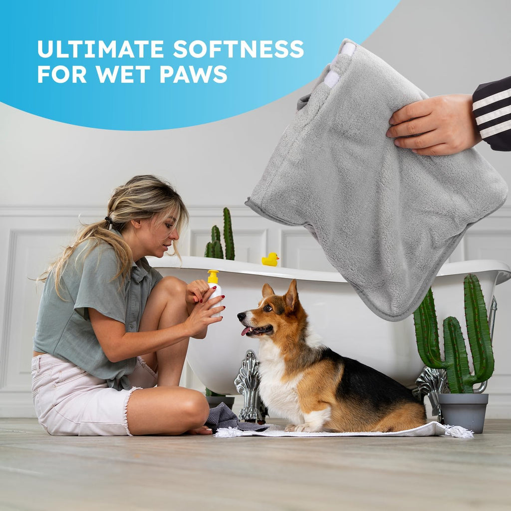 FurDreams Dog Robe - Super Absorbent & Quick-Drying Pet Towel, Soft Cozy Fabric for Comfortable Fit, Versatile Use for Home & On-The-Go Dog Bathrobe for Easy Grooming & Drying