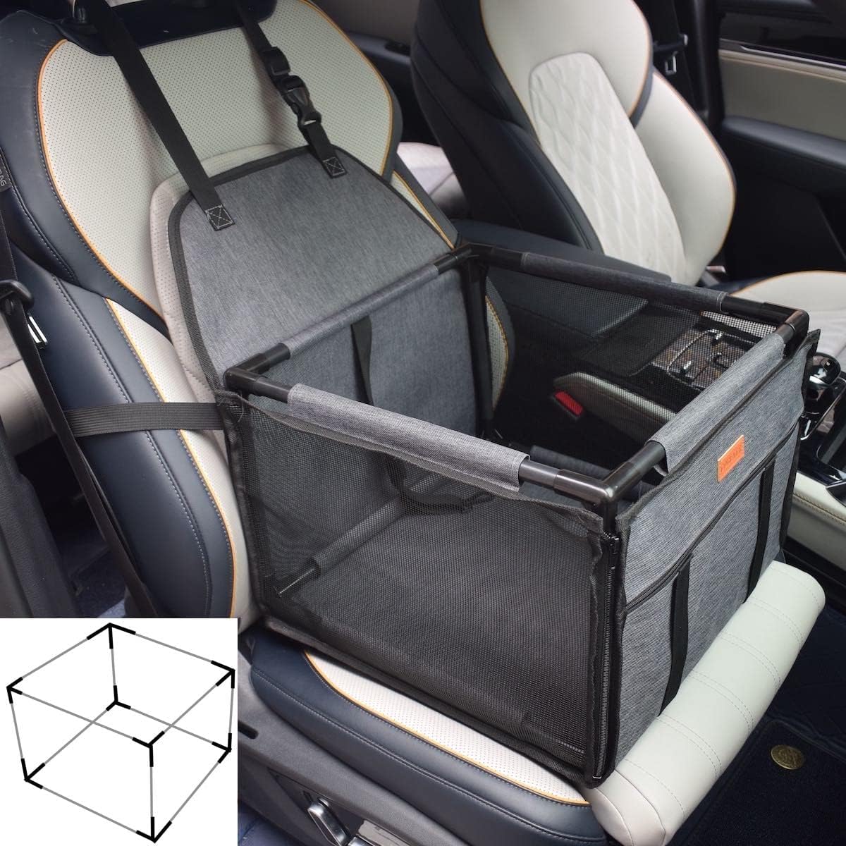 GoBuyer Waterproof Pet Dog Car Seat Booster Carrier with Seat Belt Harness Restraint for Puppy Cat Travel (Paw)