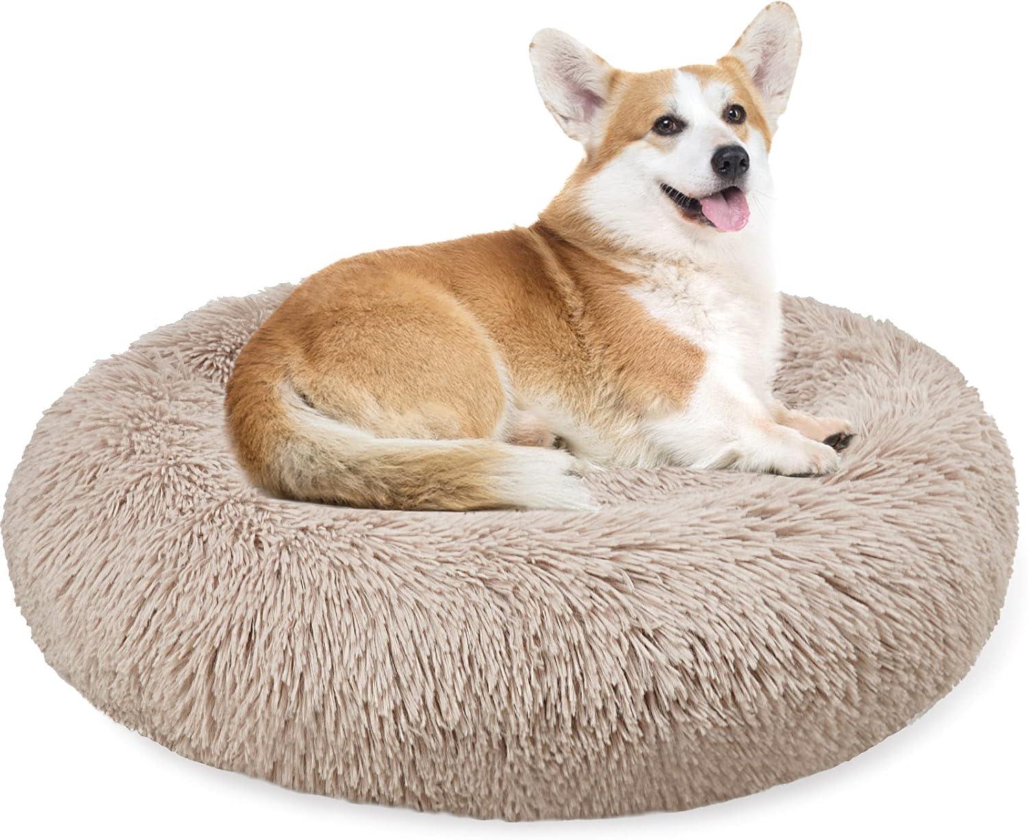 Enjamoy Plush Donut Dog Bed, Calming Round Dog | ObaPet