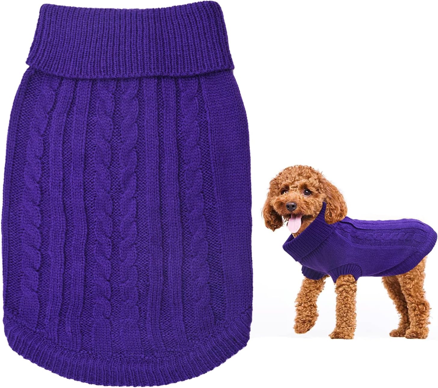 Small Dog Jumper, Warm Puppy Sweater for Small Dogs Winter Knitted Dog Pullover Soft Turtleneck Dog Clothes Vest for Pet Autumn, Winter Outfit for Welsh Corgi, Yorkshire Terrier, Chihuahua (XS, Blue)