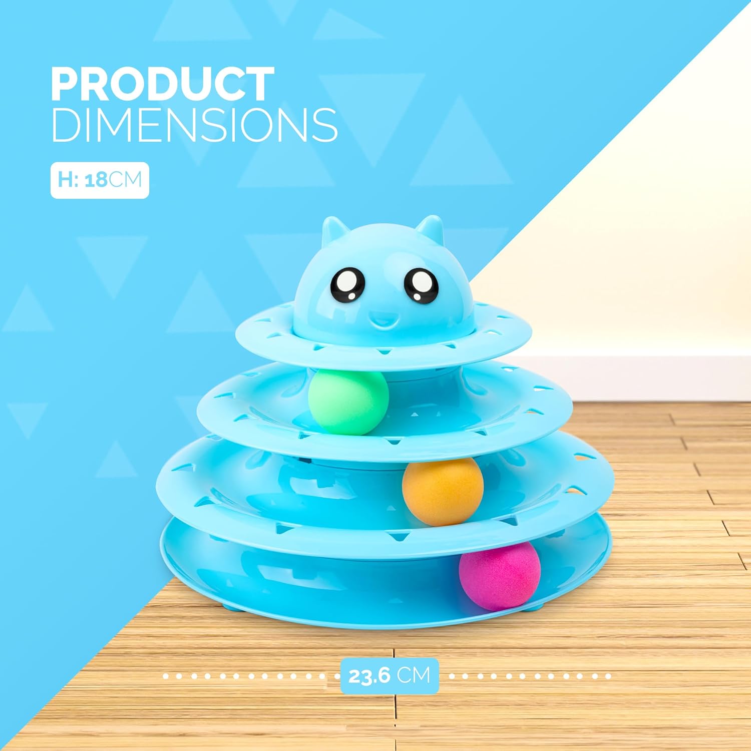 FurDreams Cat Roller Ball Toy Interactive - 3 Tier Tower Fun Cat Ball Track Toy, 3 Level Pet Teaser Toy for Interactive Play, Kitten Fun Puzzle Toy for Exercise & Stimulation