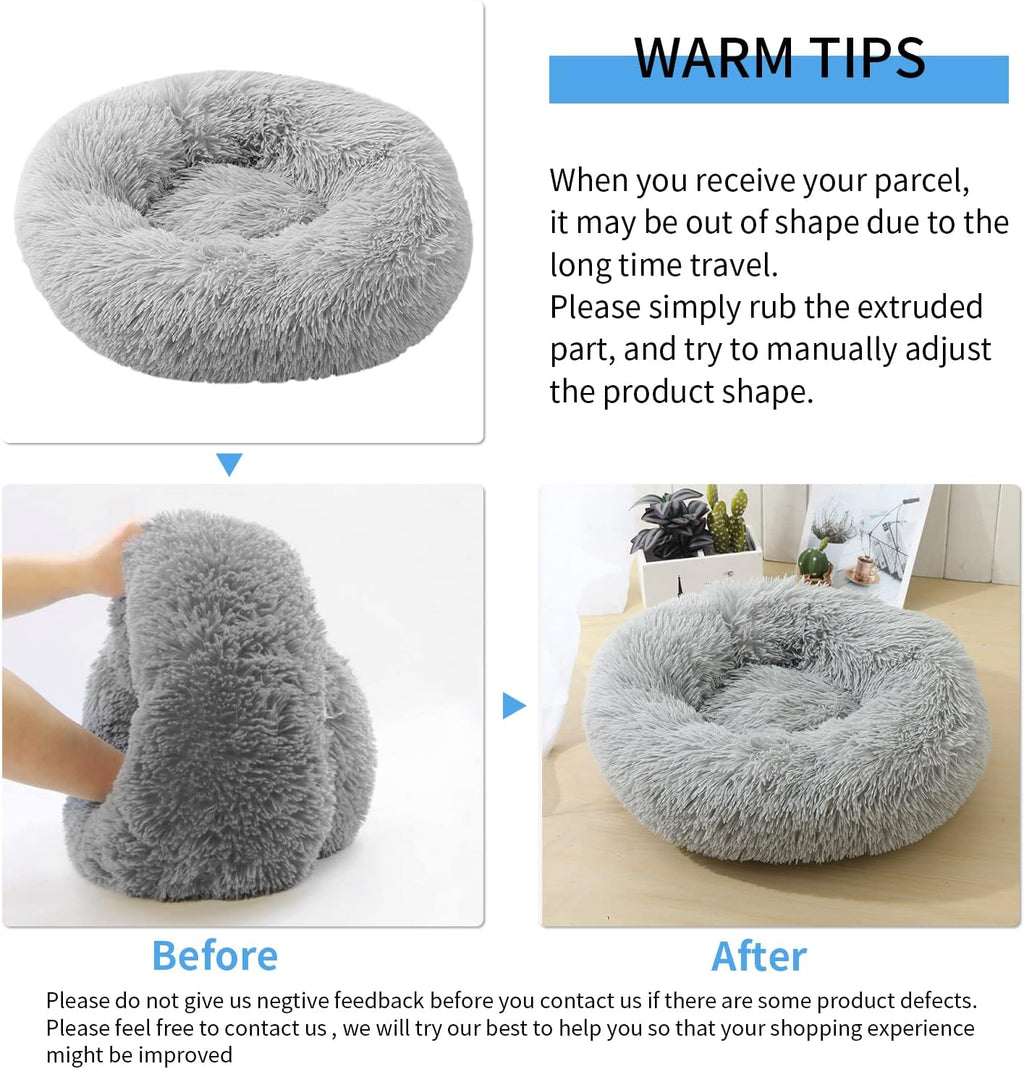 UUEMB 50cm Calming Dog Cat Bed, Plush Donut Pets | ObaPet