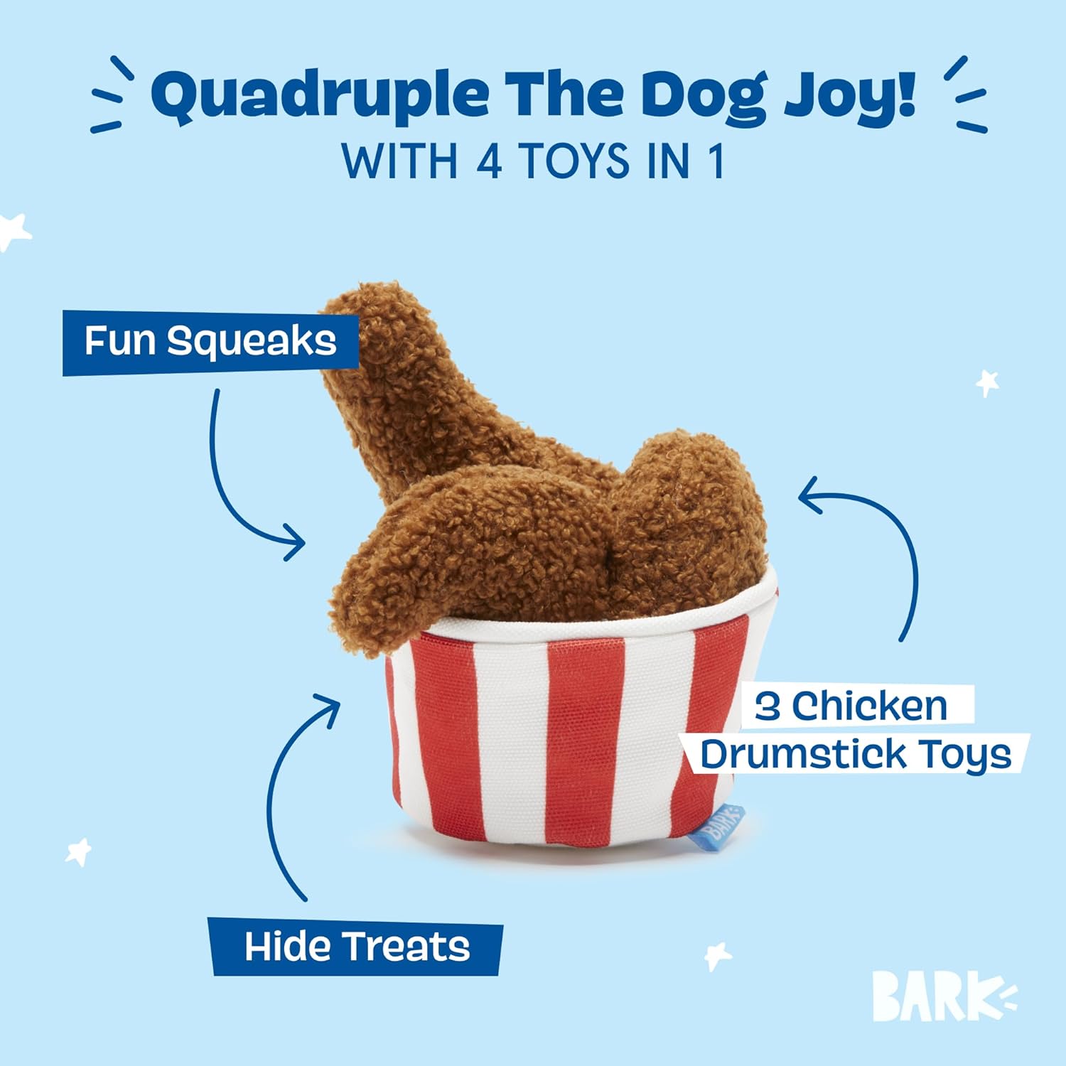 Barkbox 2 in 1 Interactive Plush Dog Toy - Rip and Reveal Toy for Dogs and Puppies - Stimulating Squeaky Pet Toys | Peas in a Pod (Small)