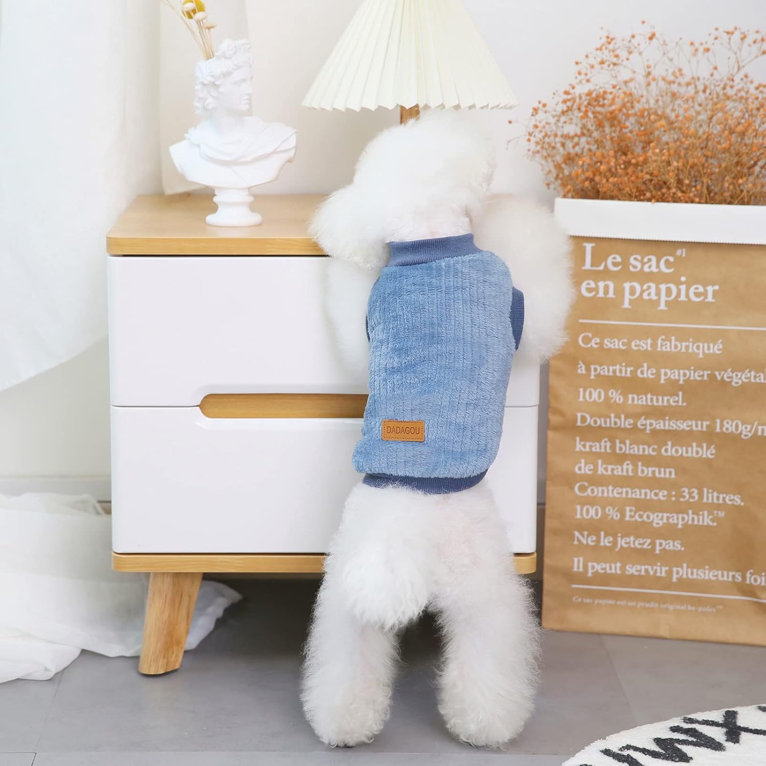 SMALLLEE_LUCKY_STORE Pet Ribbed Fleece Jumpers Pullover Sweatshirt for Small Dogs Cat,Puppy Yorkie Chihuahua Warm Sweater Winter Clothes