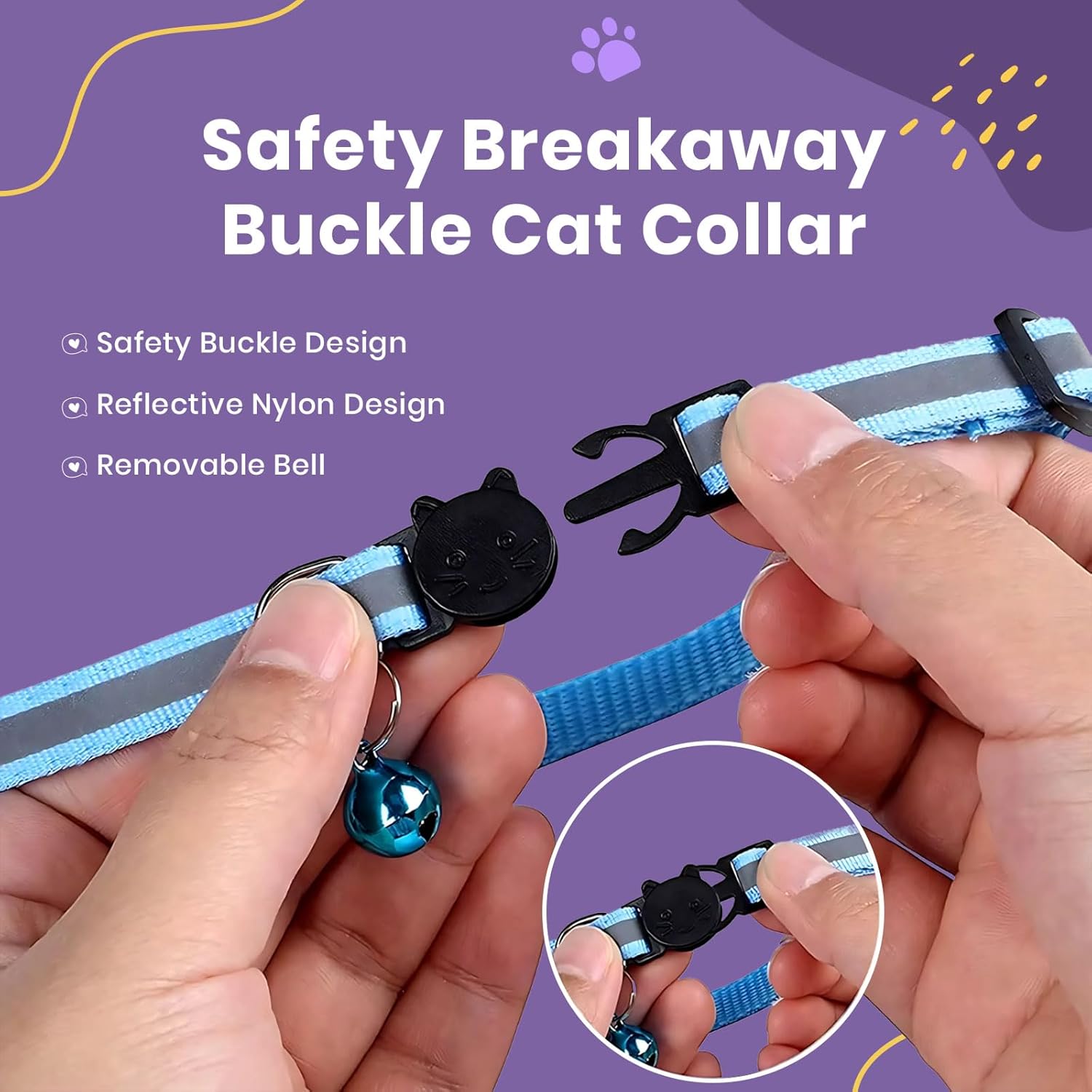 Reflective Cat Collars with Bells- Quick Release | ObaPet
