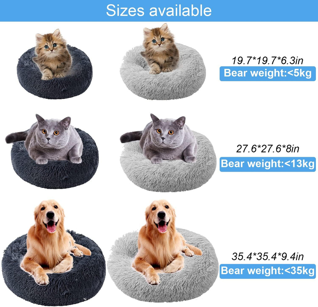 UUEMB 50cm Calming Dog Cat Bed, Plush Donut Pets | ObaPet
