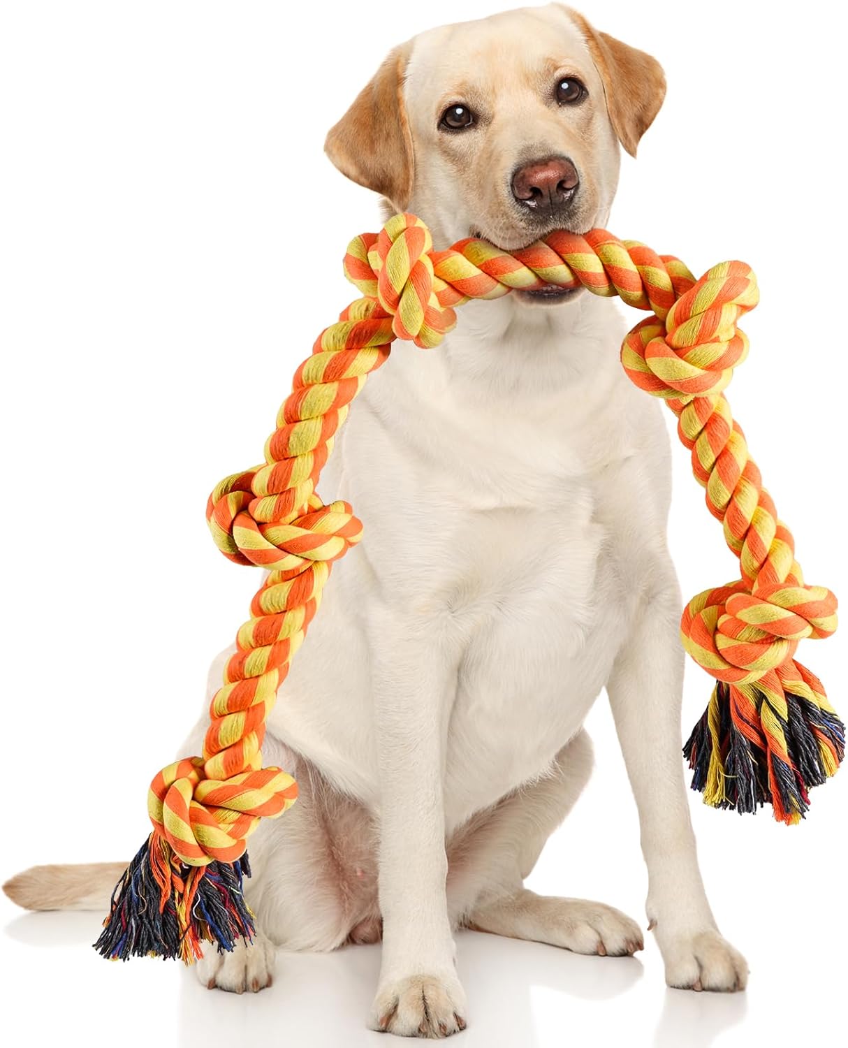 Aitmexcn Dog Rope Toys for Large Medium Dog Chewers, Rope Indestructible Dog Chew Toys, 37 Inch 5 Knots Tough Dog Tug Toy for Teeth Cleaning, Tug of War