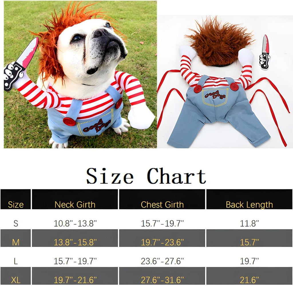 DELIFUR Dog Chucky Costume Pet Halloween Clothes | ObaPet