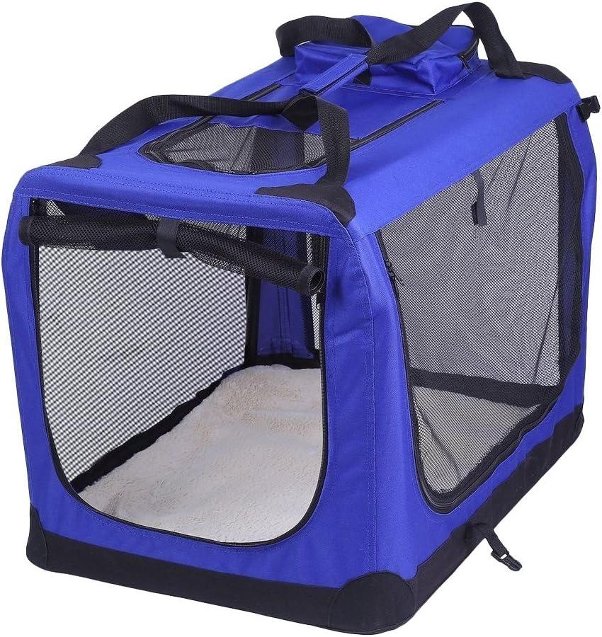 Petbarn Portable Soft Fabric Pet Carrier Folding Dog Cat Puppy Travel Transport Bag (Medium, Grey)