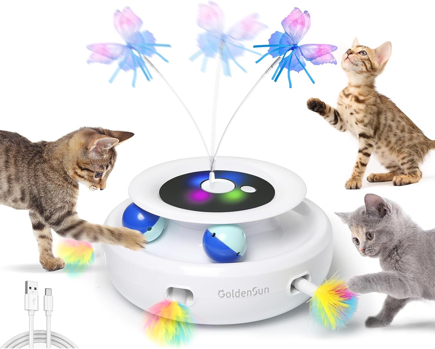 GoldenSun 3-In-1 Interactive Cat Toys for Indoor | ObaPet