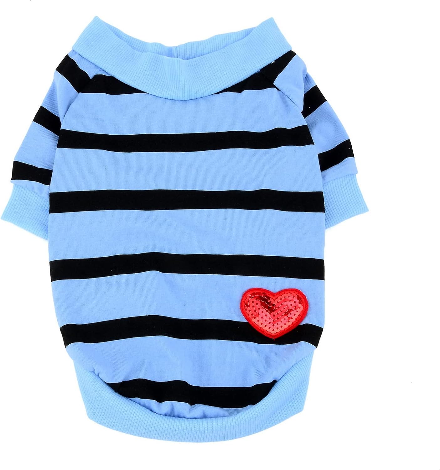 Zunea Dog Shirts for Small Dogs Summer Basic T-Shirt Striped Puppy Clothes Sequins Love Heart Sweatshirt Soft Cotton Short Sleeve Tee Shirt Pet Girl Boy Clothing Pullover Chihuahua Apparel Gray S