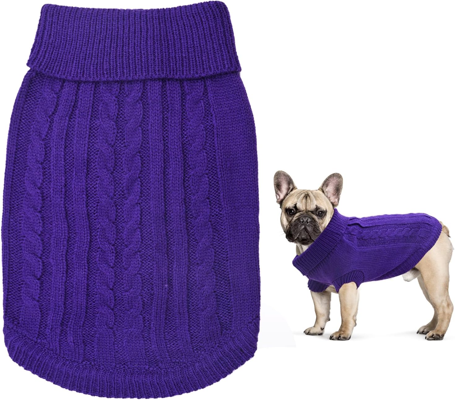 Small Dog Jumper, Warm Puppy Sweater for Small Dogs Winter Knitted Dog Pullover Soft Turtleneck Dog Clothes Vest for Pet Autumn, Winter Outfit for Welsh Corgi, Yorkshire Terrier, Chihuahua (XS, Blue)