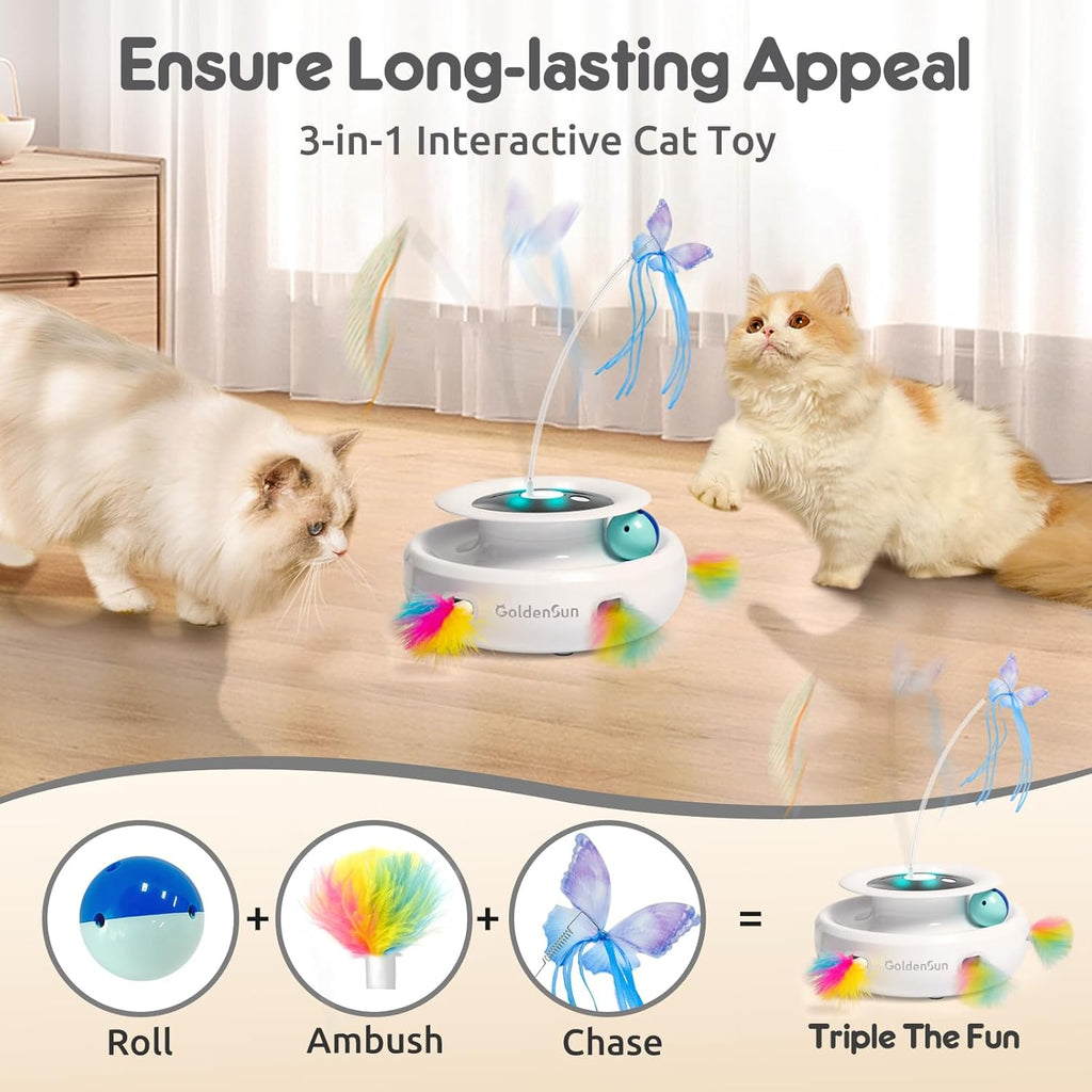 GoldenSun 3-In-1 Interactive Cat Toys for Indoor | ObaPet