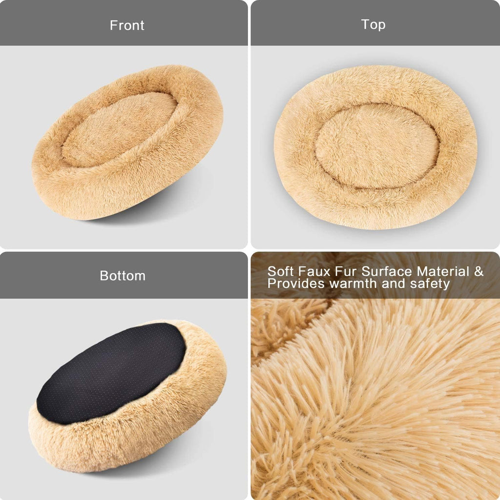 MFOX Calming Dog Bed Cat Bed Donut, Faux Fur | ObaPet