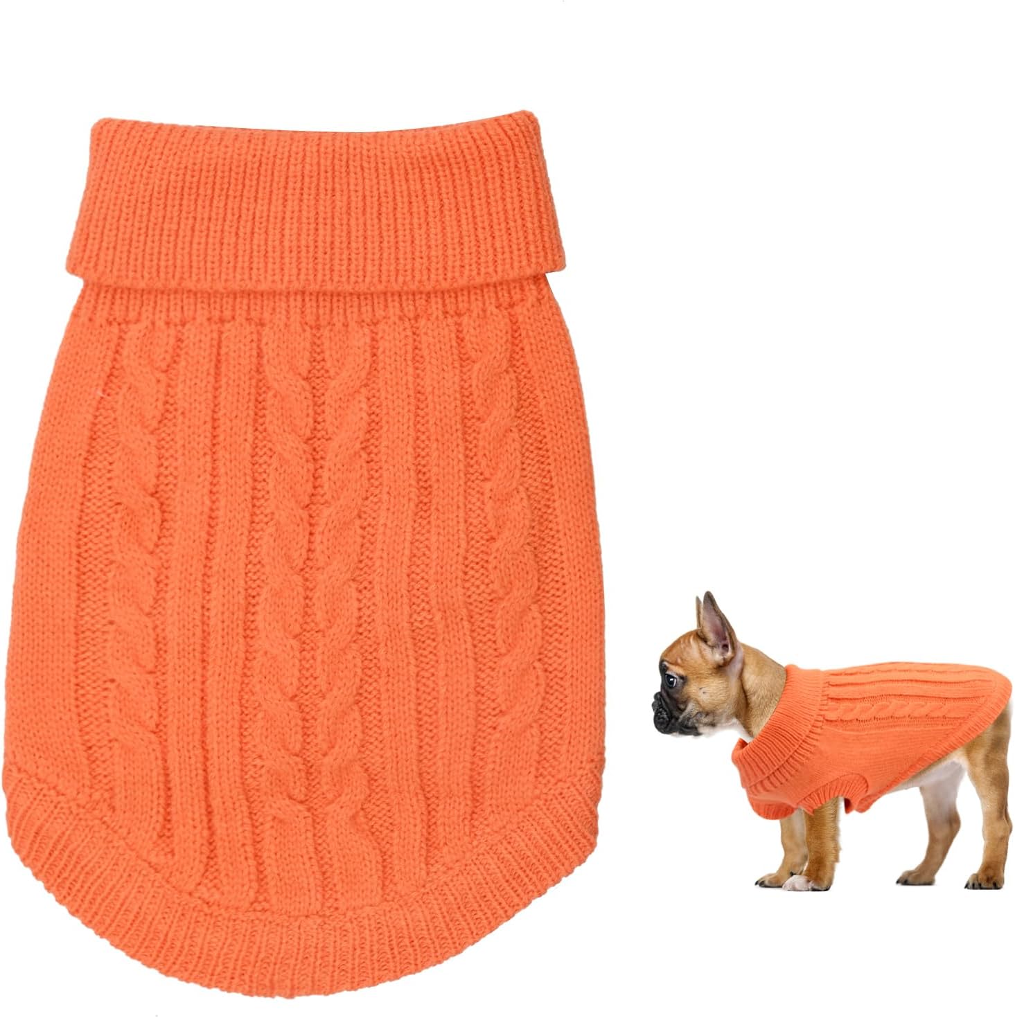Small Dog Jumper, Warm Puppy Sweater for Small Dogs Winter Knitted Dog Pullover Soft Turtleneck Dog Clothes Vest for Pet Autumn, Winter Outfit for Welsh Corgi, Yorkshire Terrier, Chihuahua (XS, Blue)
