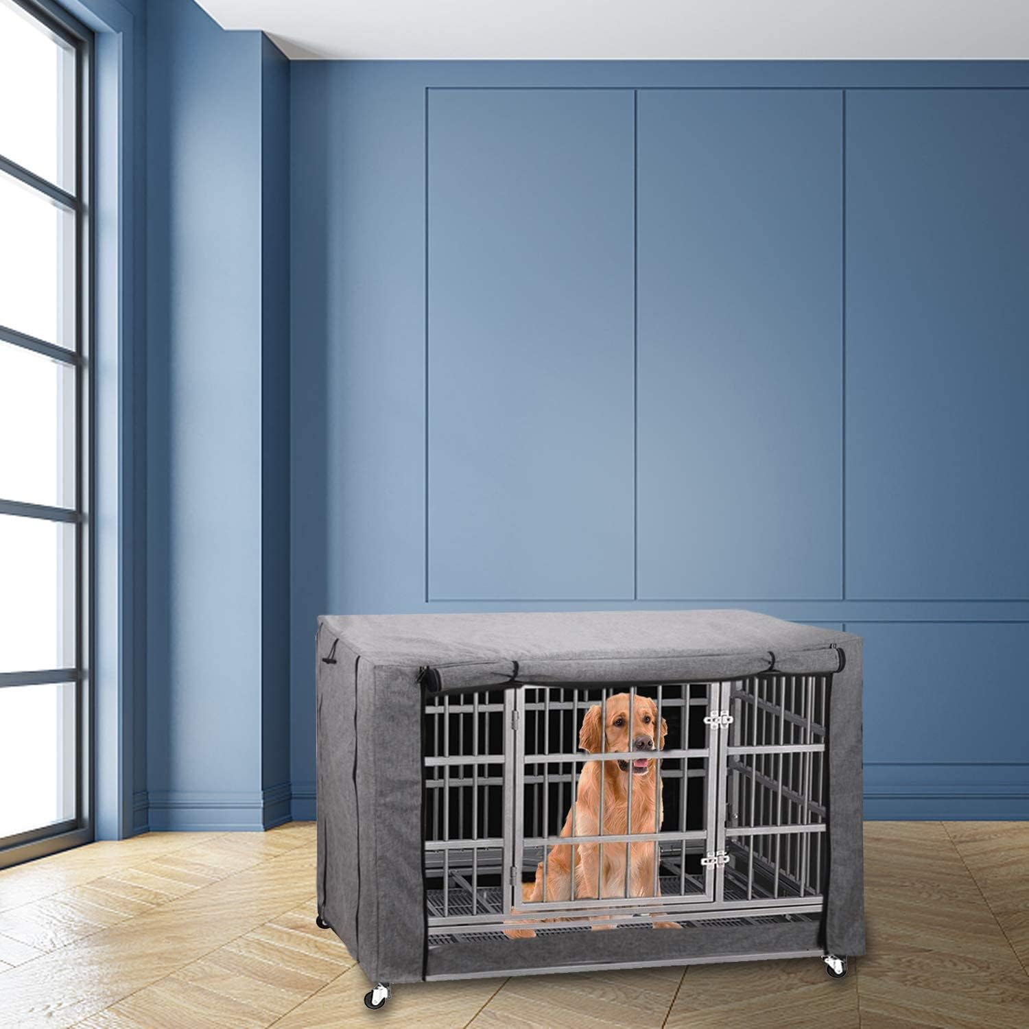 Dog Crate Cover - Durable Windproof Pet Kennel Cover for Wire Cages Indoor Outdoor Protection
