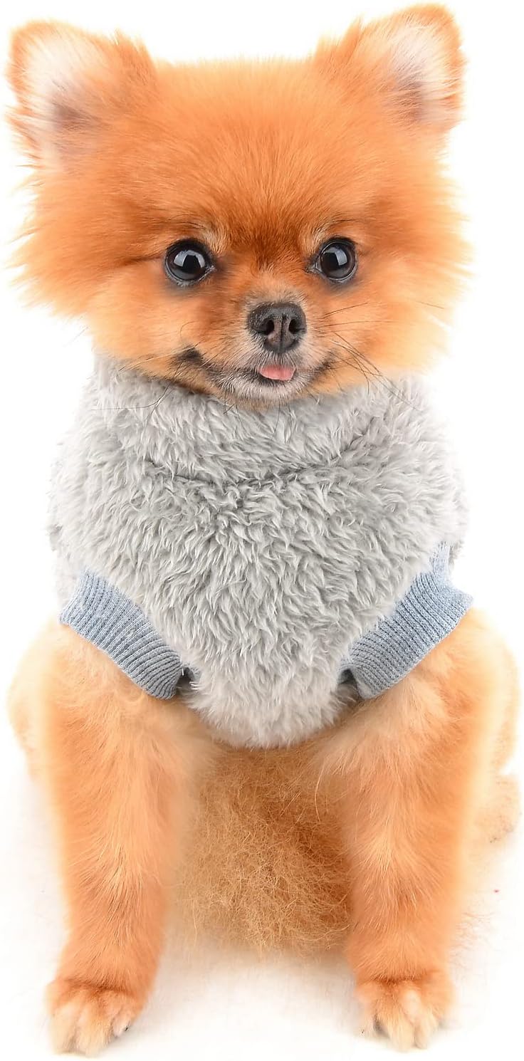 SMALLLEE_LUCKY_STORE Pet Sherpa Fleece Jumper Vest Sweaters Turtleneck Pullover with D-ring Soft Sweatshirt for Small Dogs Cat Puppy Boy Girl Yorkie Chihuahua Warm Fall Winter Clothes,Pink,S