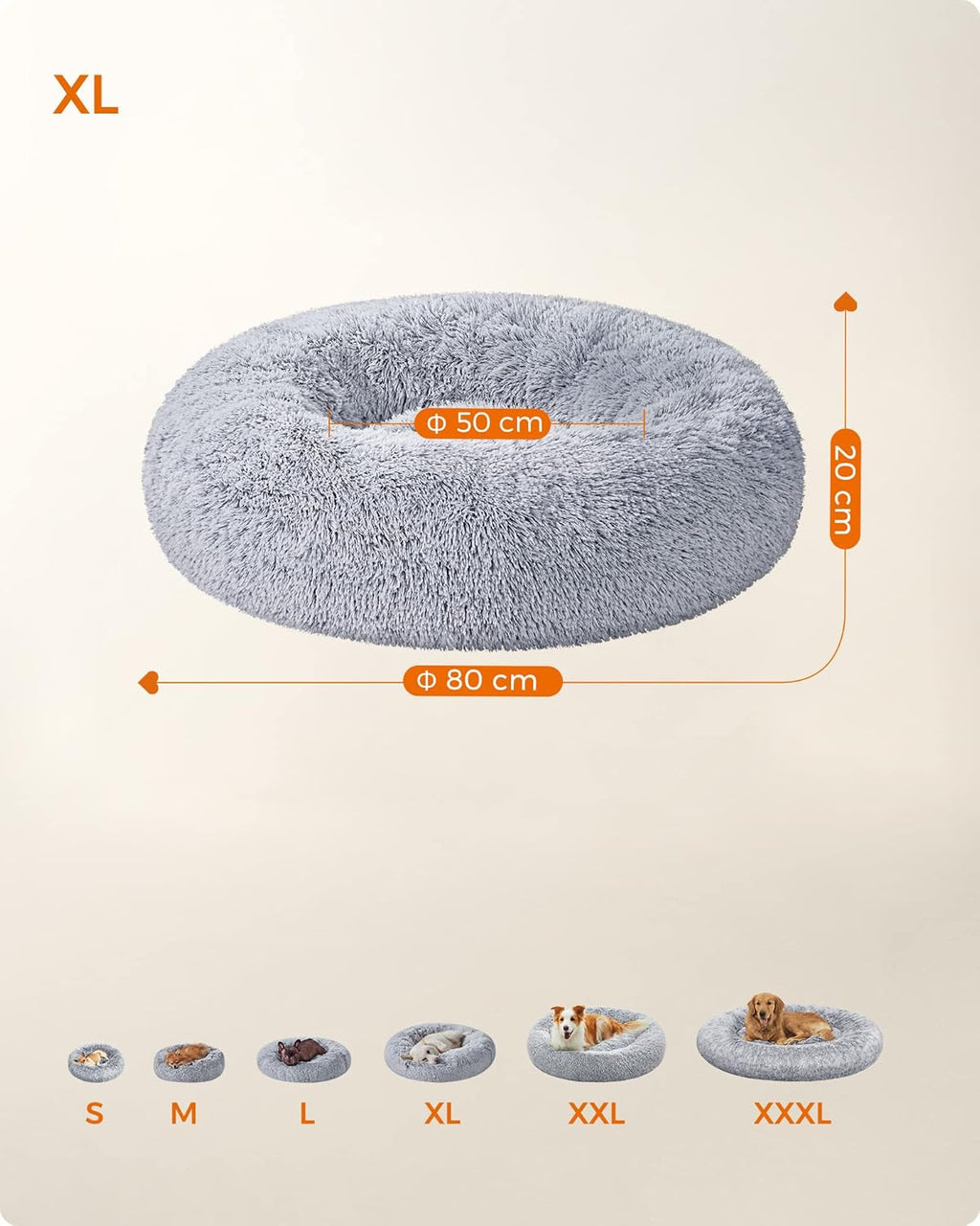 Feandrea Dog Bed, Donut Cat Bed, Fluffy Calming | ObaPet