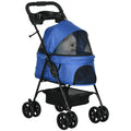 PawHut Dog Pram Dog Stroller Foldable Pet Pushchair with 4 Wheels, Safety Leashes, Cup Holder for Dogs,