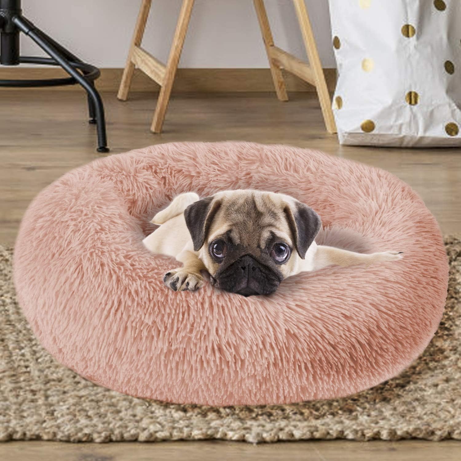 MFOX Calming Dog Bed Cat Bed Donut, Faux Fur | ObaPet