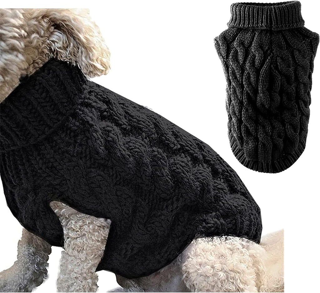 Pet Dog Turtleneck Knitting Sweater Coat Winter Warmer Thickening Pullover Knitwear Crochet Coat Clothes for Small Medium Large Dog Puppy Cat (M, Pink)