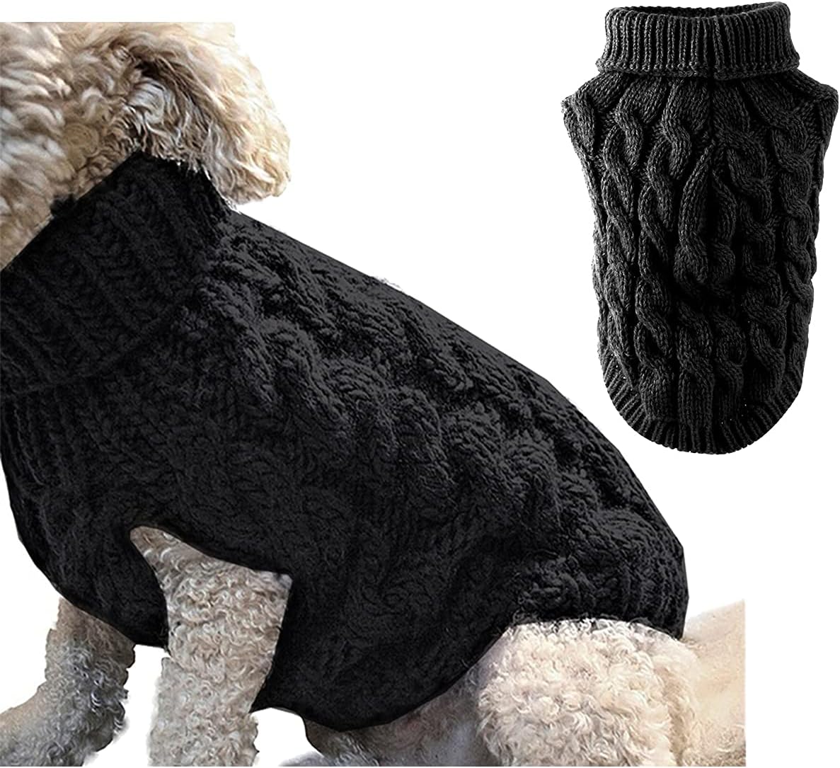 Pet Dog Turtleneck Knitting Sweater Coat Winter Warmer Thickening Pullover Knitwear Crochet Coat Clothes for Small Medium Large Dog Puppy Cat (M, Pink)