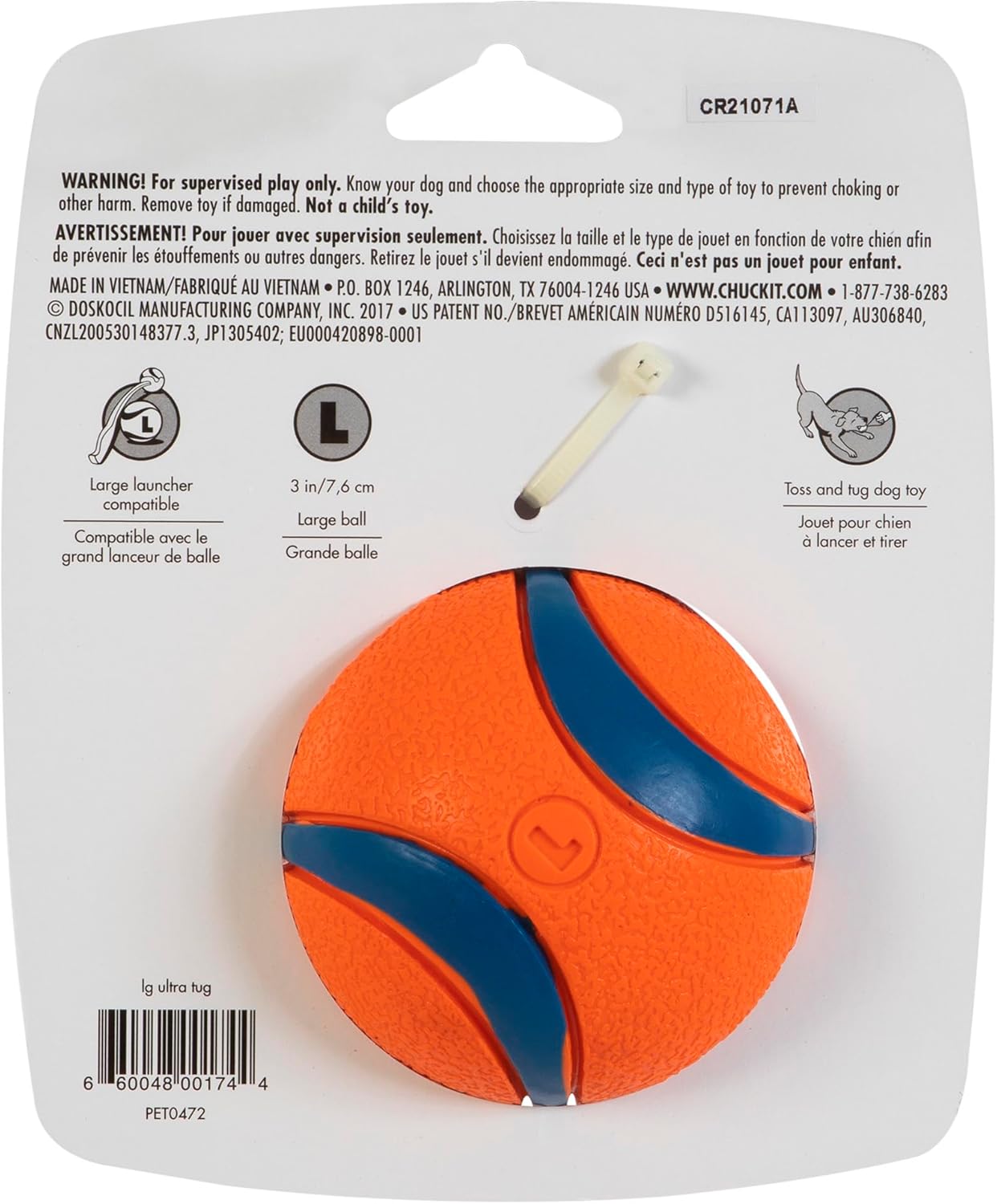Chuckit! Ultra Tug Dog Toy With Rubber Ball Tug Of War Interactive Fetch Toy for Dogs, Medium