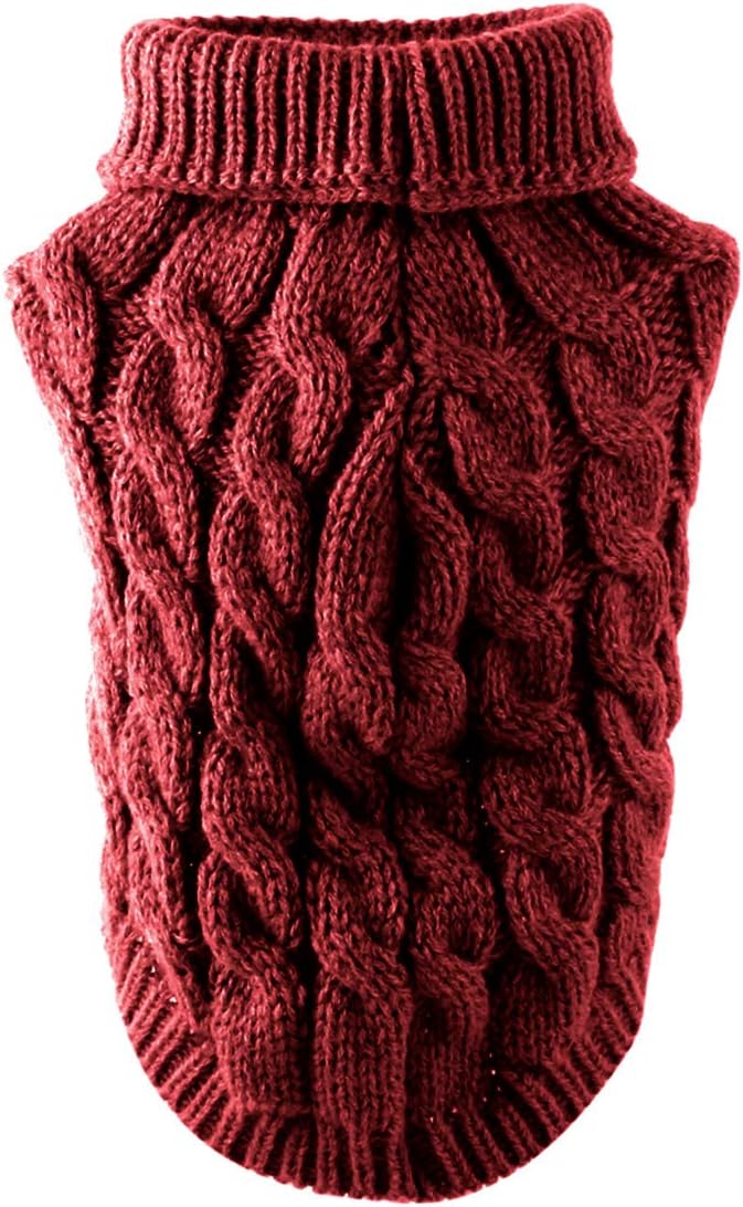Pet Dog Turtleneck Knitting Sweater Coat Winter Warmer Thickening Pullover Knitwear Crochet Coat Clothes for Small Medium Large Dog Puppy Cat (M, Pink)