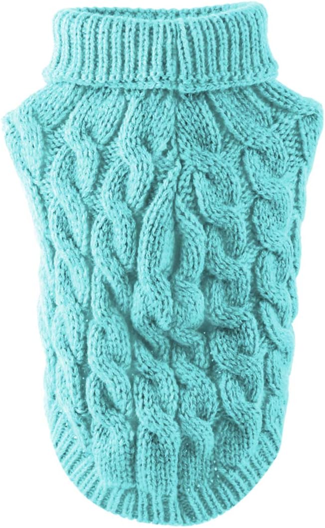 Pet Dog Turtleneck Knitting Sweater Coat Winter Warmer Thickening Pullover Knitwear Crochet Coat Clothes for Small Medium Large Dog Puppy Cat (M, Pink)