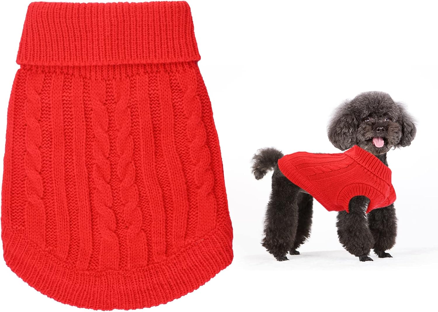 Small Dog Jumper, Warm Puppy Sweater for Small Dogs Winter Knitted Dog Pullover Soft Turtleneck Dog Clothes Vest for Pet Autumn, Winter Outfit for Welsh Corgi, Yorkshire Terrier, Chihuahua (XS, Blue)