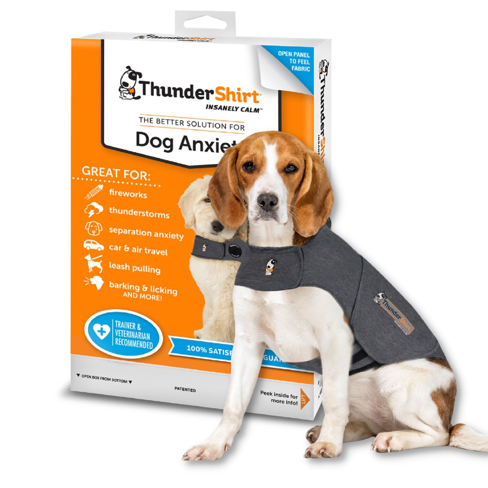 ThunderShirt for Dogs | Calming Jacket for Dogs | Puppy Coats for Small Medium Large Dogs XS S M L XL | Dog Anxiety Jacket | Instant Natural Relief for Storms, Fireworks & Separation | Grey Dog Coat