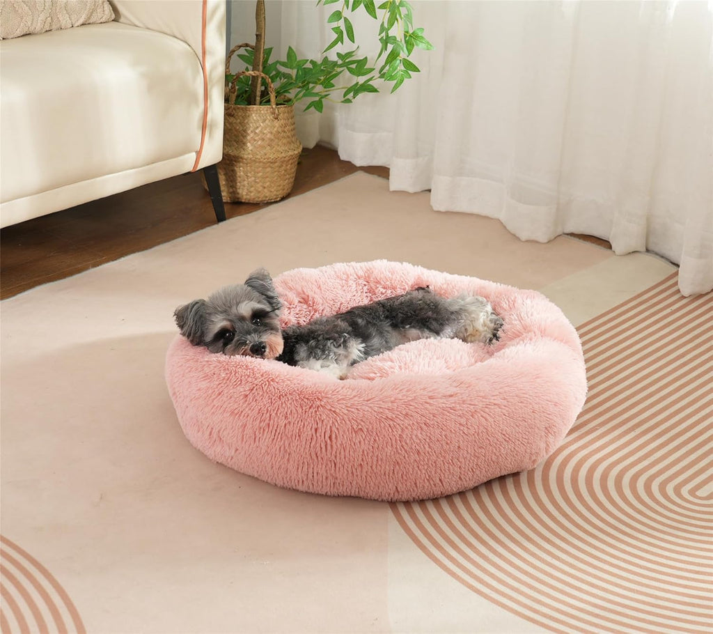 Enjamoy Plush Donut Dog Bed, Calming Round Dog | ObaPet