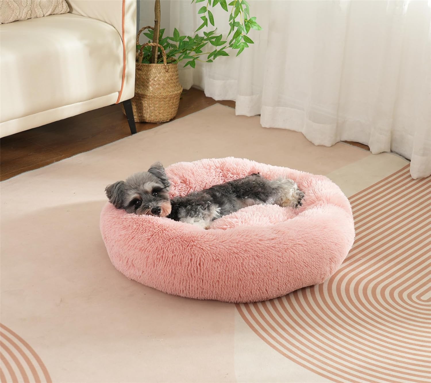 Enjamoy Plush Donut Dog Bed, Calming Round Dog | ObaPet