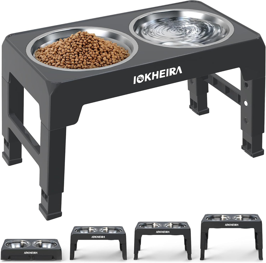 IOKHEIRA Dog Bowls with Stand,4 Heights | ObaPet