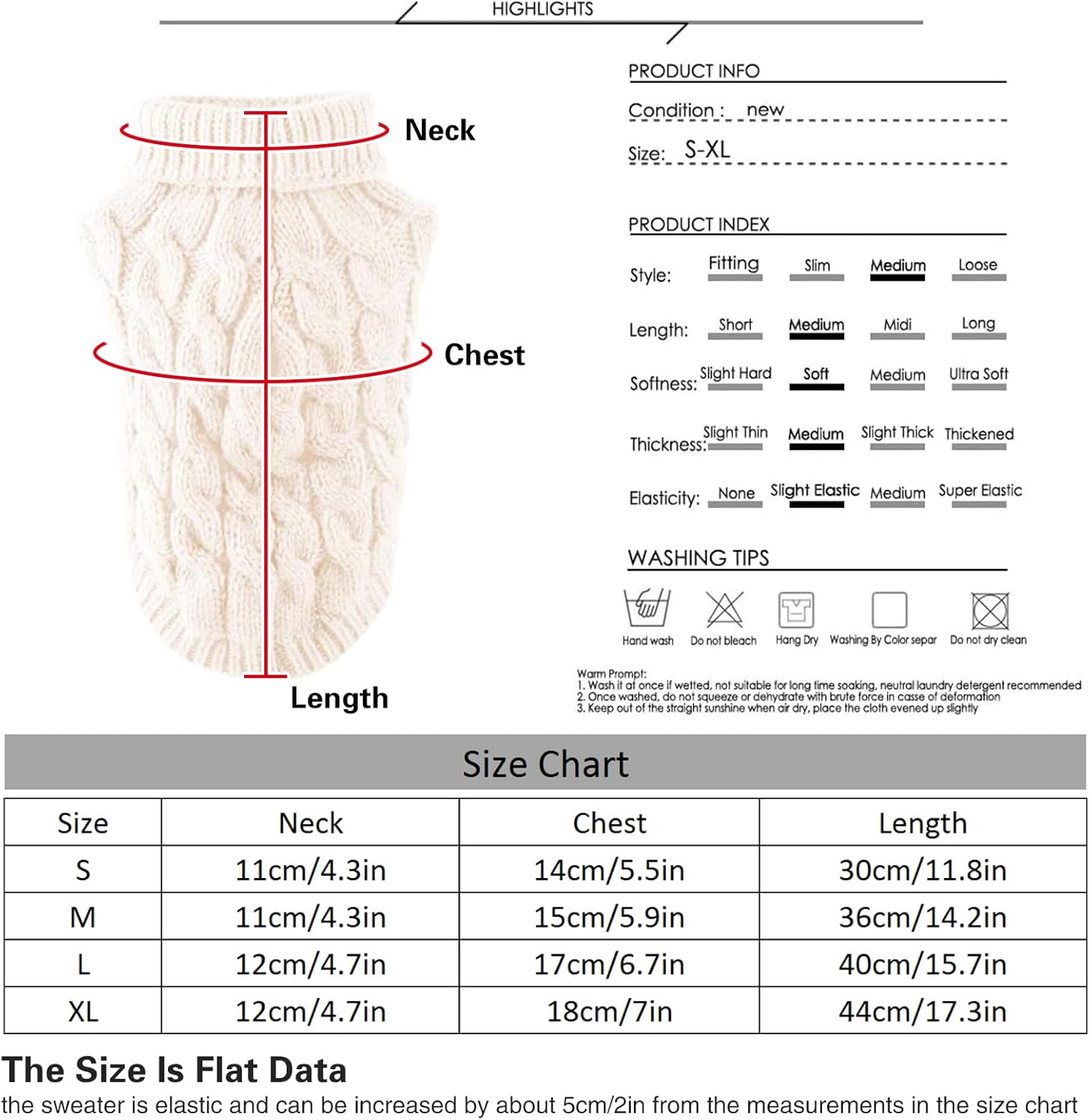 Pet Dog Turtleneck Knitting Sweater Coat Winter Warmer Thickening Pullover Knitwear Crochet Coat Clothes for Small Medium Large Dog Puppy Cat (M, Pink)