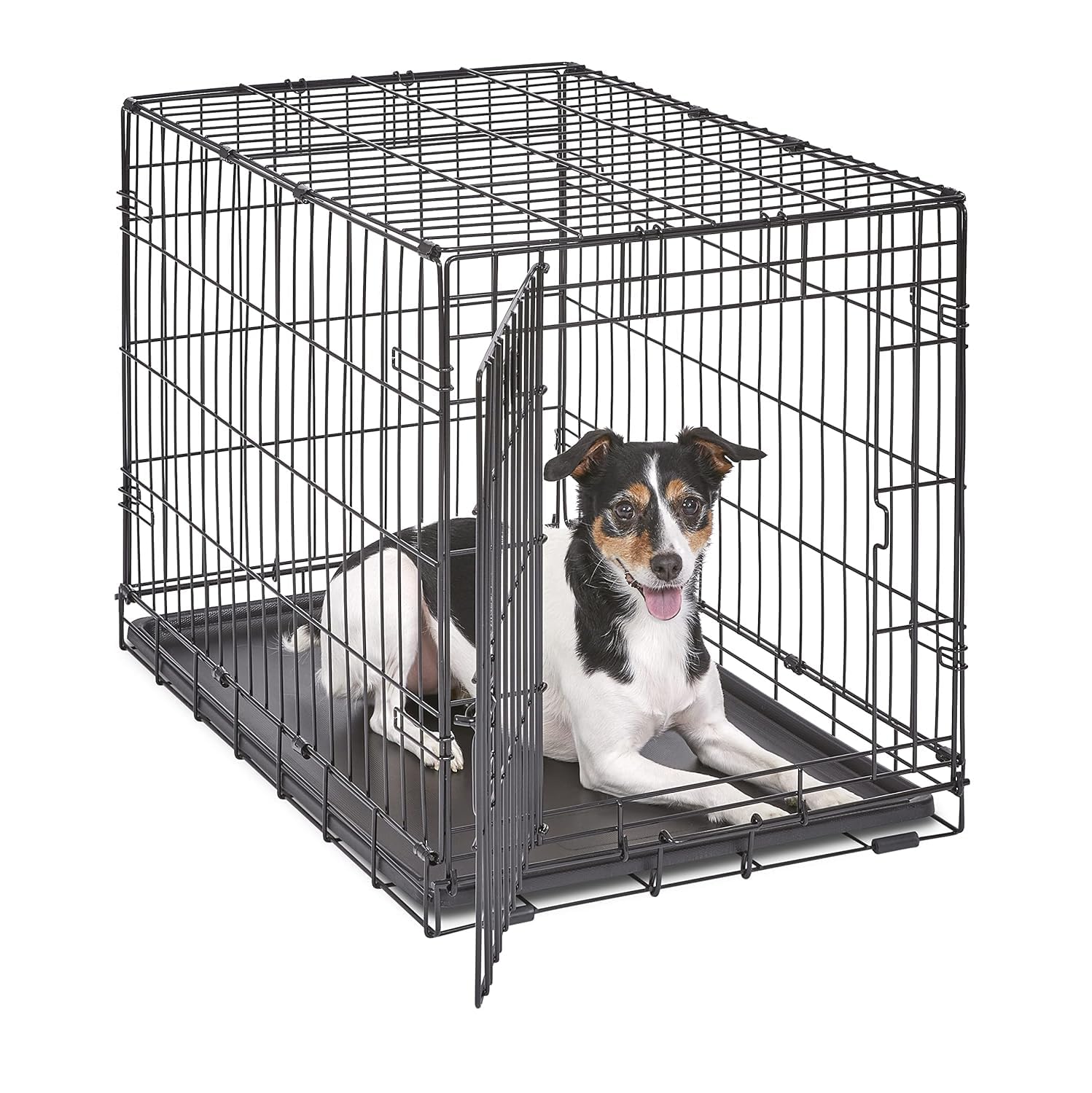 MidWest Homes Pets Newly Enhanced Door iCrate Long Dog Crate, Includes Leak-Proof Pan, Floor Protecting Feet, Divider Panel & New Patented Features
