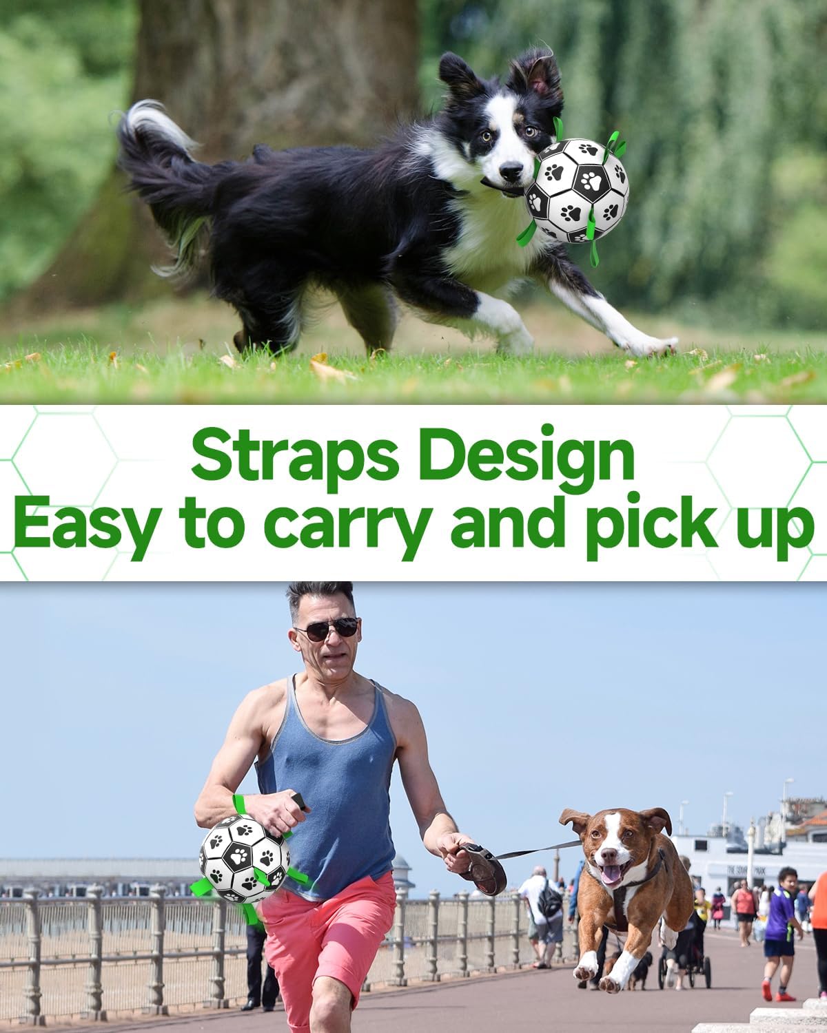 HETOO Interactive Dog Football Toys with Grab Tabs, Durable Dog Water Balls for Small Medium Breed, Indoor & Outdoor