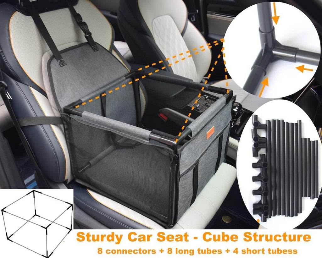 GoBuyer Waterproof Pet Dog Car Seat Booster Carrier with Seat Belt Harness Restraint for Puppy Cat Travel (Paw)