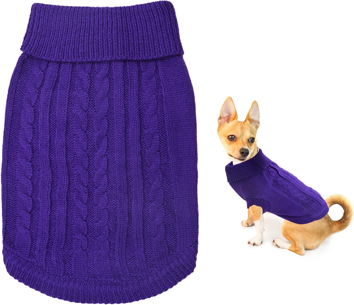 Small Dog Jumper, Warm Puppy Sweater for Small Dogs Winter Knitted Dog Pullover Soft Turtleneck Dog Clothes Vest for Pet Autumn, Winter Outfit for Welsh Corgi, Yorkshire Terrier, Chihuahua (XS, Blue)