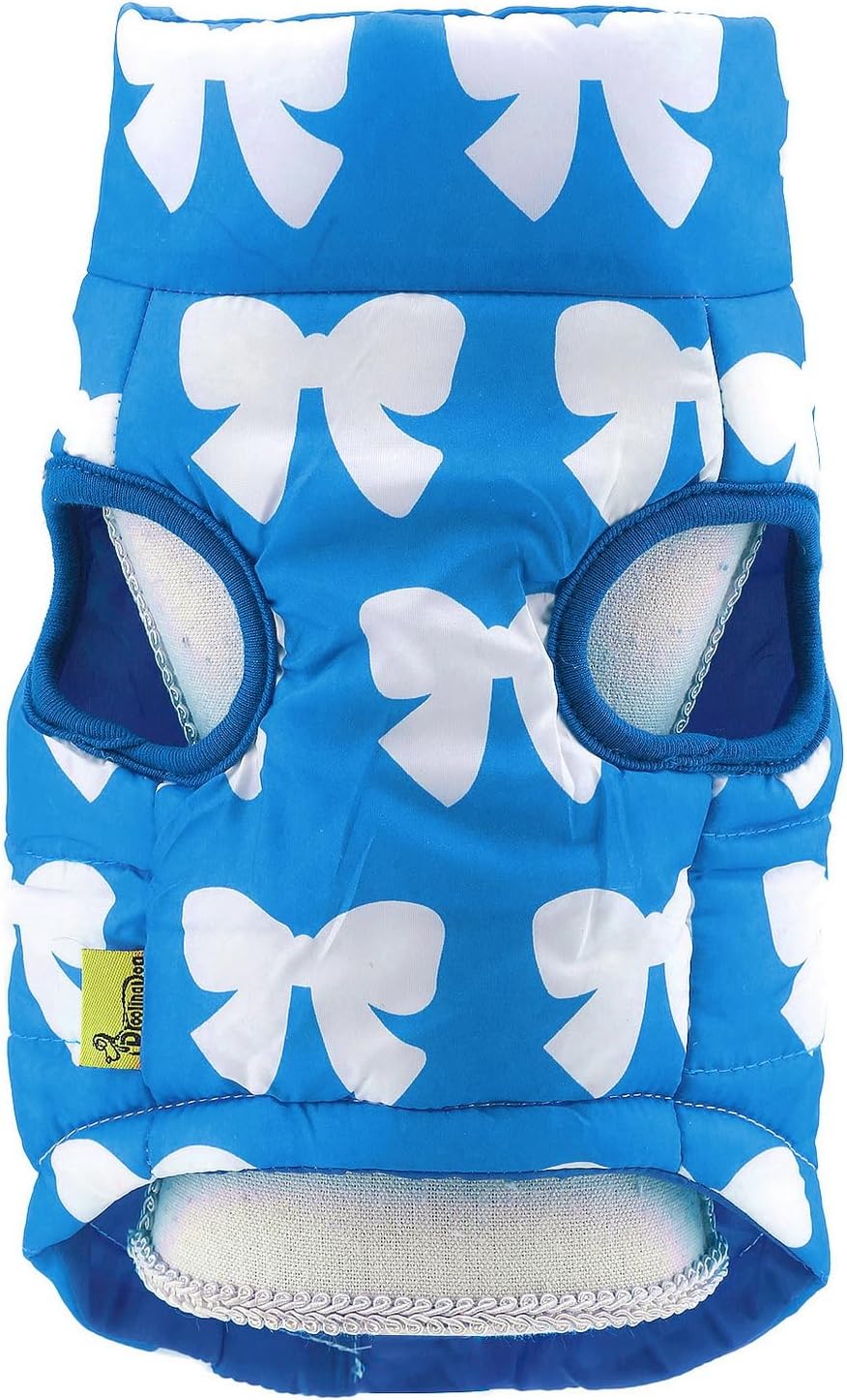SMALLLEE_LUCKY_STORE Small Dog Cat Winter Coat Harness Jacket with D-ring Boy Girl Pet Puppy Comfort Padded Bomber Vest No Pull Chihuahua Clothes Pink Bows XS
