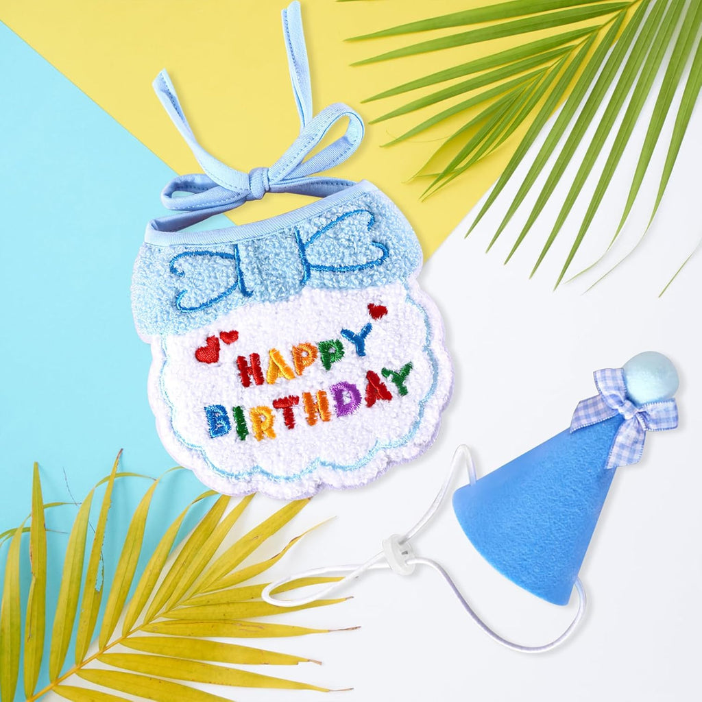 Small Dog Cat Birthday Hat Scarf Set,Cute Cat | ObaPet